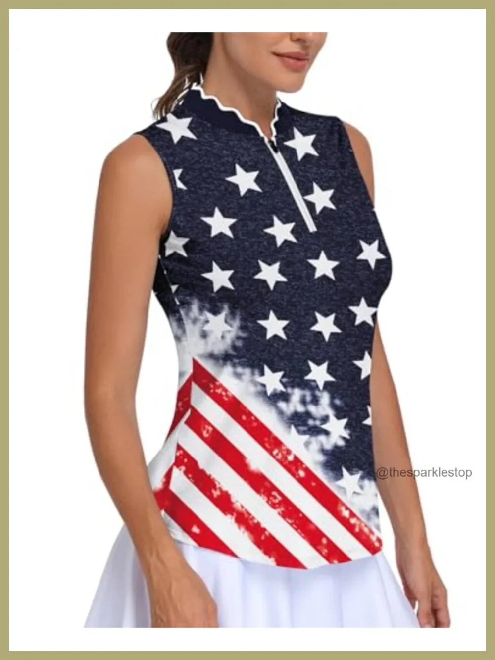 Sleeveless Golf Polo Shirt UPF 50+ Quick Dry Zip Up Athletic Tank